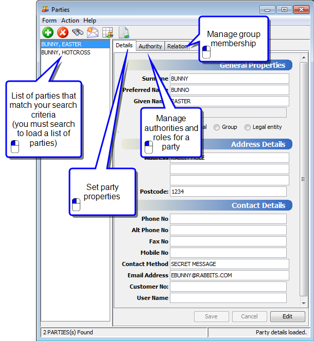 Parties module