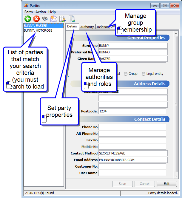 Parties module